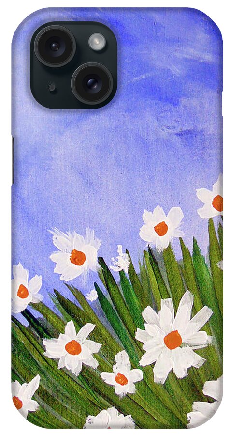  iPhone Case featuring the painting Field of Daisies by Loretta Nash