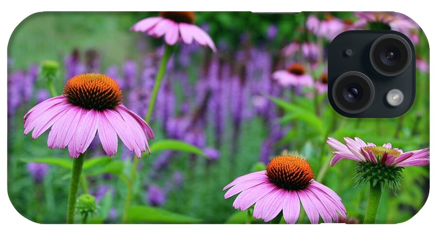 Photograph iPhone Case featuring the photograph Field of Purple Cone Flowers and Blazing Star Flowers by M E