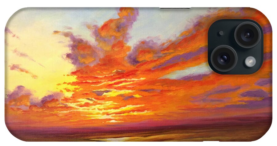 Sunset iPhone Case featuring the painting Fiery Flint Hills Sky by Rod Seel