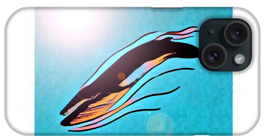 Whale iPhone Case featuring the digital art Finback Diving Through Krill by Art MacKay