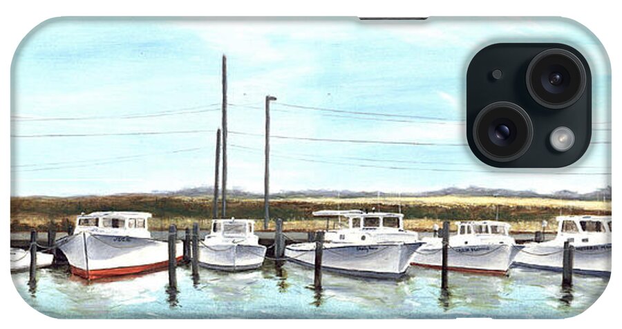 Fine Art iPhone Case featuring the painting Fine Art Workboats Kent Island Chesapeak Maryland Original Oil Painting by G Linsenmayer
