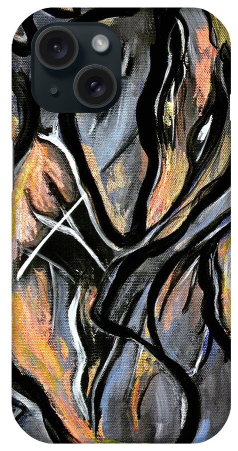 Fire iPhone Case featuring the painting Fire and Stone by Lynda Lehmann