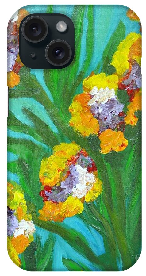 Flower iPhone Case featuring the painting Fire Blossoms by Laurie Morgan