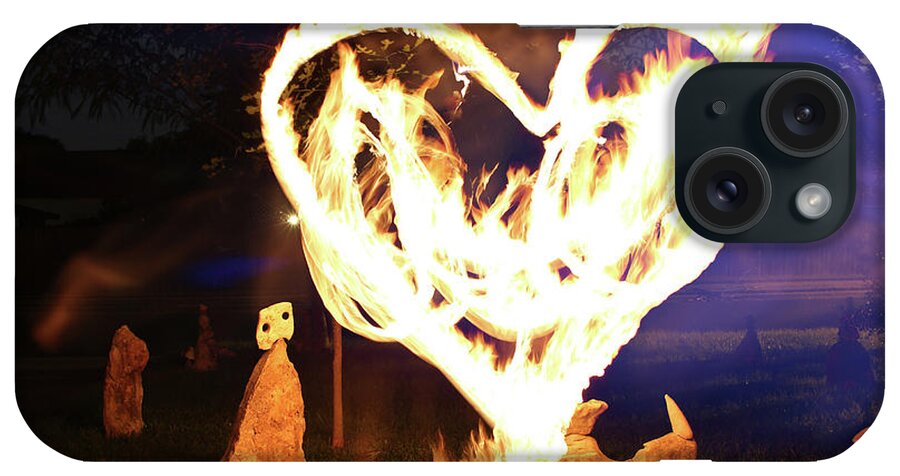 Lightpainting iPhone Case featuring the photograph Fire Heart by Andrew Nourse