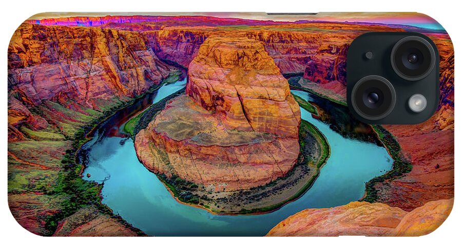 America iPhone Case featuring the photograph Fire in the Hole - Horseshoe Bend - Page Arizona by Gregory Ballos