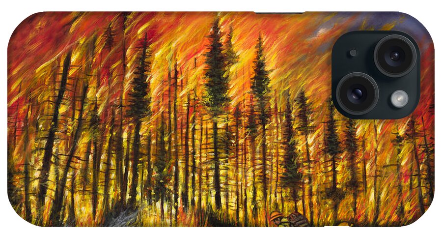 Fire iPhone Case featuring the painting Fire Line 1 by Ricardo Chavez-Mendez