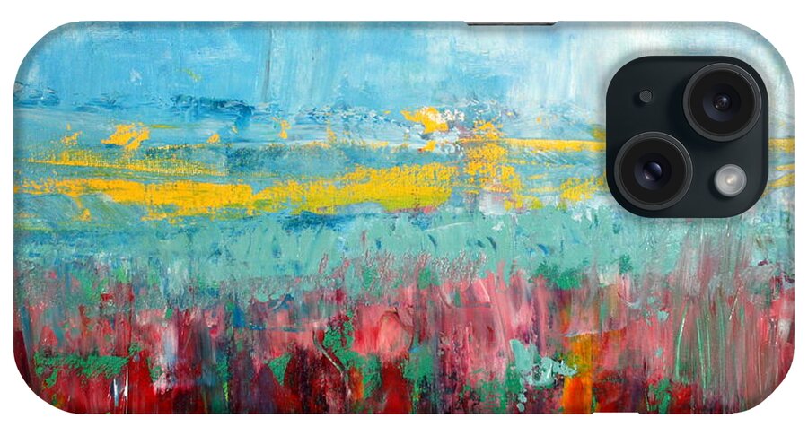 Abstract iPhone Case featuring the painting Fire weed by Julie Lueders 