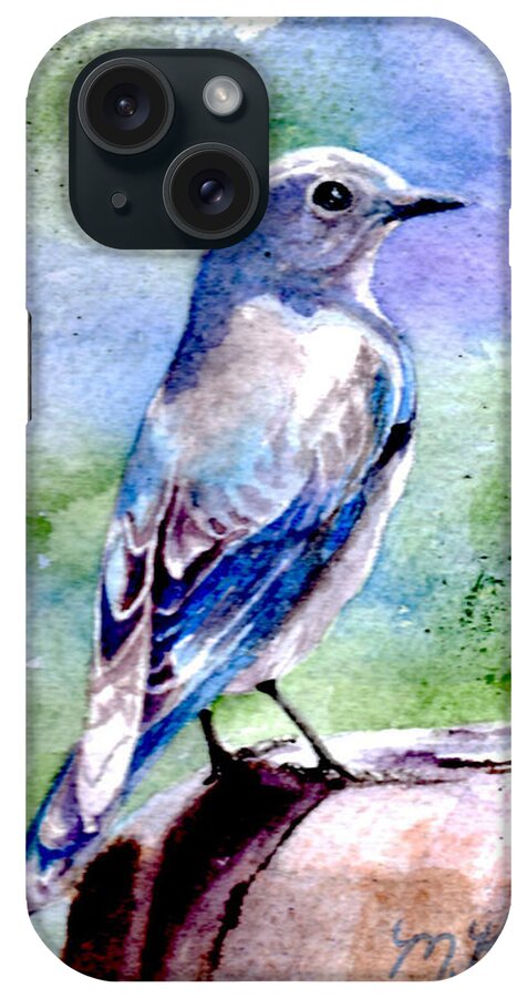 Bird iPhone Case featuring the painting Firehole Bridge Bluebird - Female by Marsha Karle