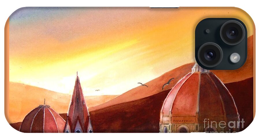 Italy iPhone Case featuring the painting Firenze Dawn by Petra Burgmann