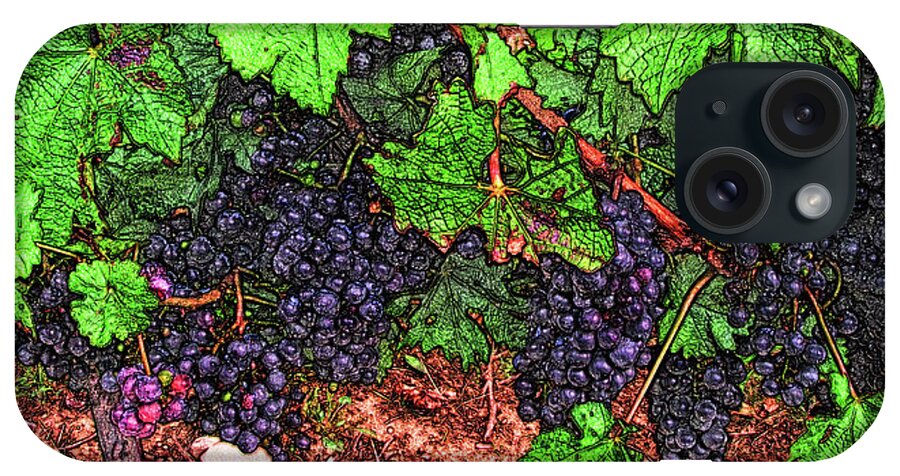 Grape Vines iPhone Case featuring the digital art First Came The Grape by Leslie Montgomery