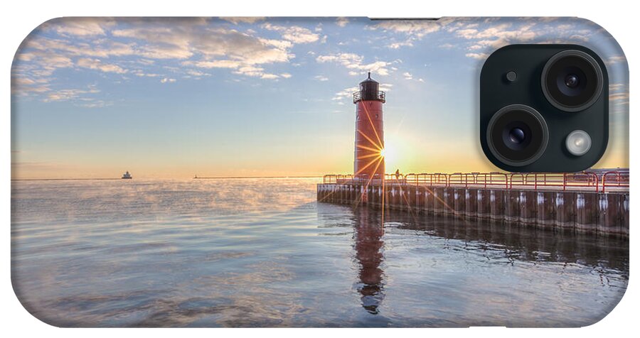 Milwaukee Lakefront Sunrise iPhone Case featuring the photograph First Cold Sunrise by Paul Schultz