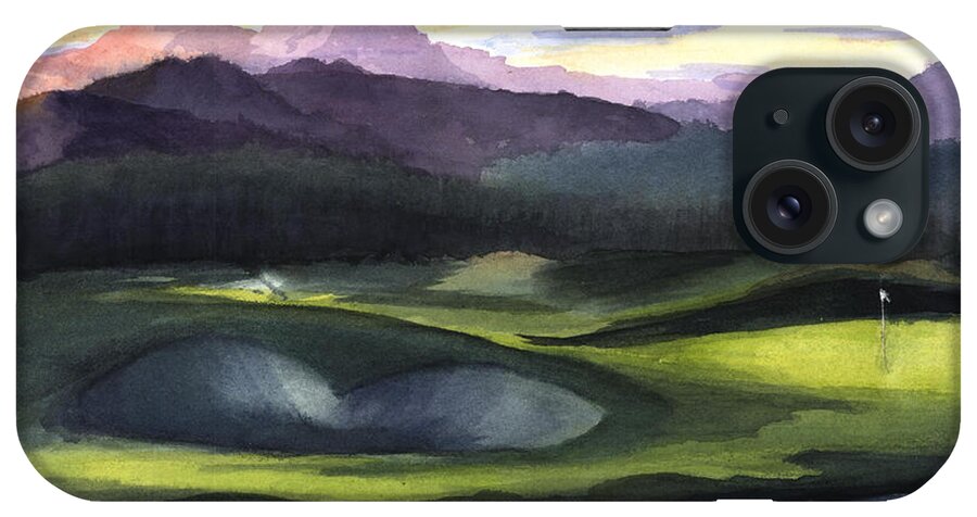 Golf Course iPhone Case featuring the painting First on the Course by Maria Hunt
