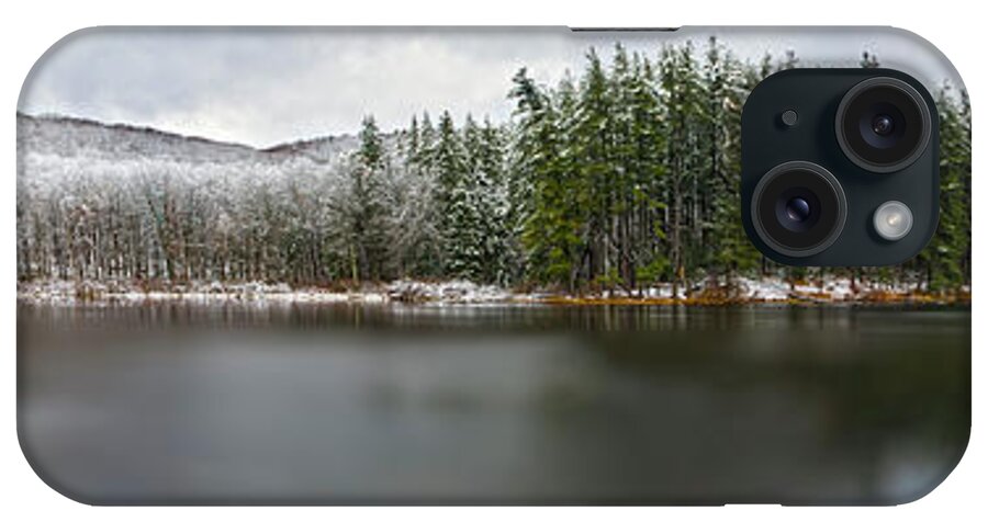  Snow iPhone Case featuring the photograph First Snow At Lake Nawahunta by Angelo Marcialis