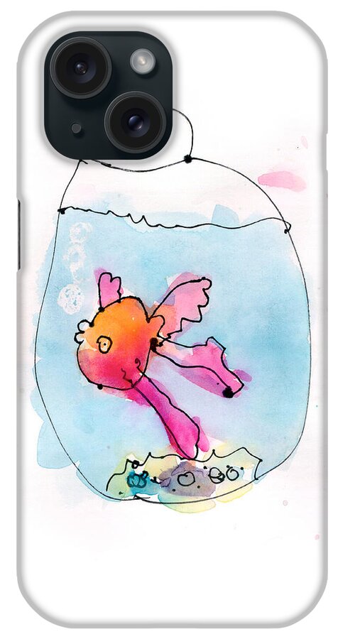 Fish iPhone Case featuring the painting Fish by Adeline Longstreth Age Six