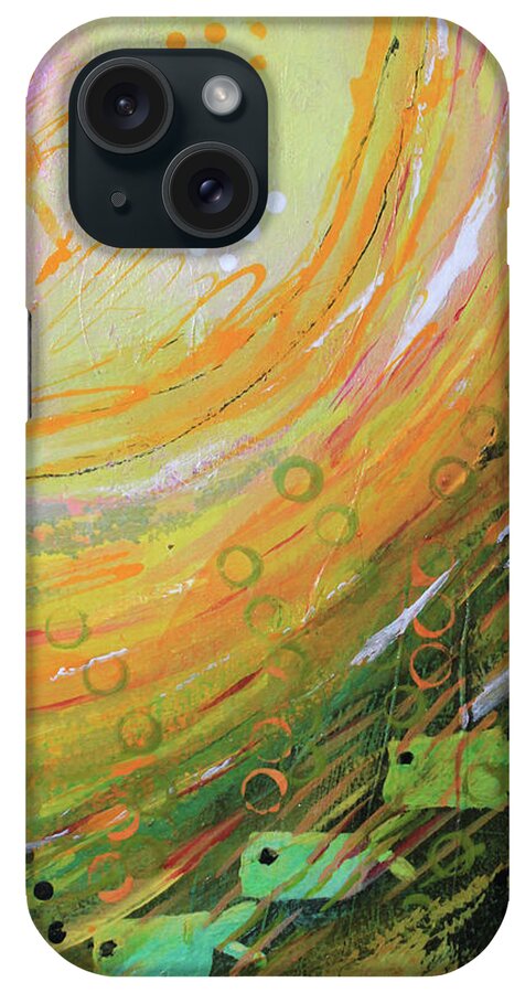 Fish iPhone Case featuring the mixed media Fish in a Green Sea by April Burton