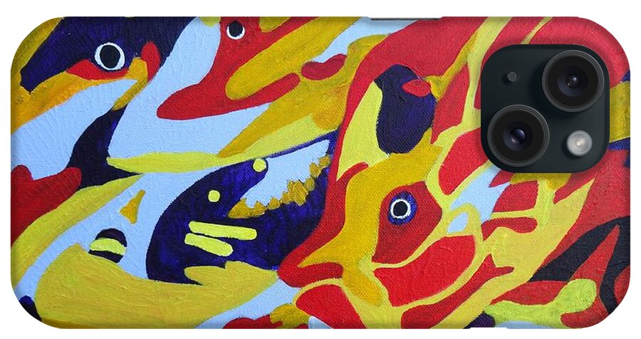 Fish Shoal iPhone Case featuring the painting Fish Shoal Abstract 2 by Karen Jane Jones