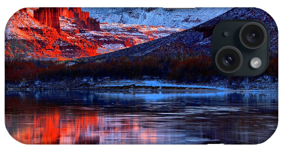 Fisher Towers iPhone Case featuring the photograph Fisher Towers Sunset Winter Landscape by Adam Jewell