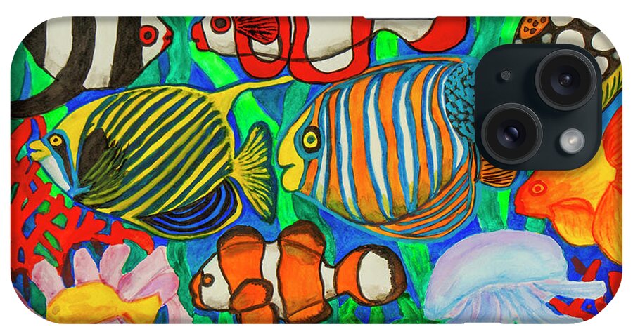 Fish iPhone Case featuring the painting Fishes, watercolor painting by Irina Afonskaya