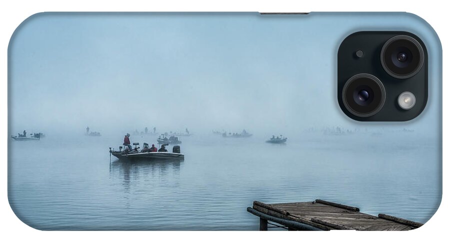Fishing iPhone Case featuring the photograph Fishing in the Fog Summersville Lake by Thomas R Fletcher