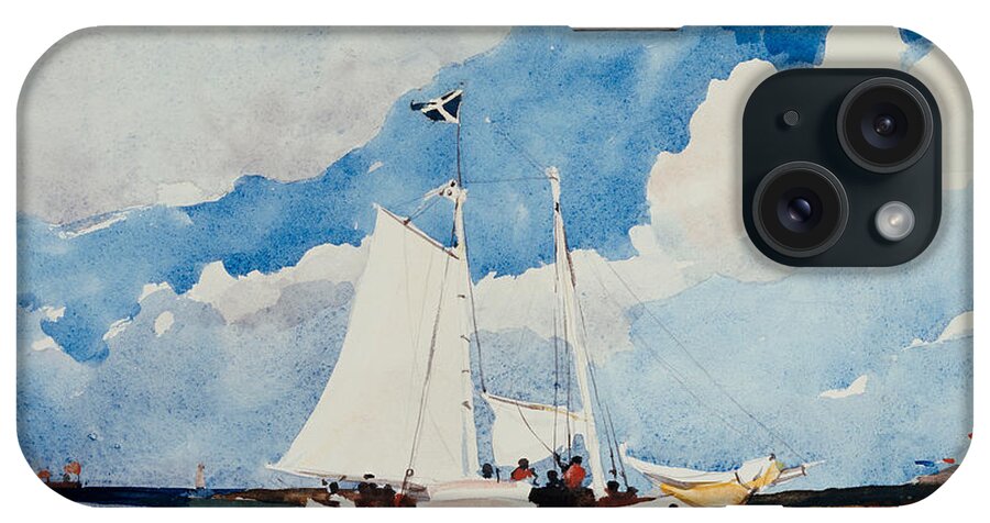 Boat iPhone Case featuring the painting Fishing Schooner in Nassau by Winslow Homer
