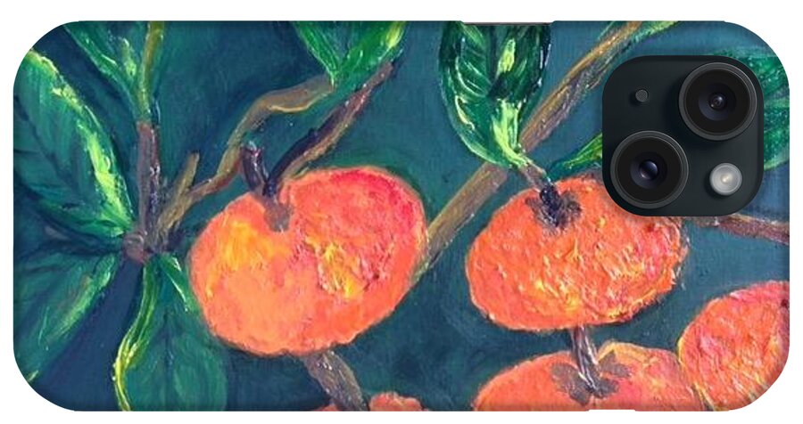 Tangerines iPhone Case featuring the painting Five Tangerines by Clare Ventura