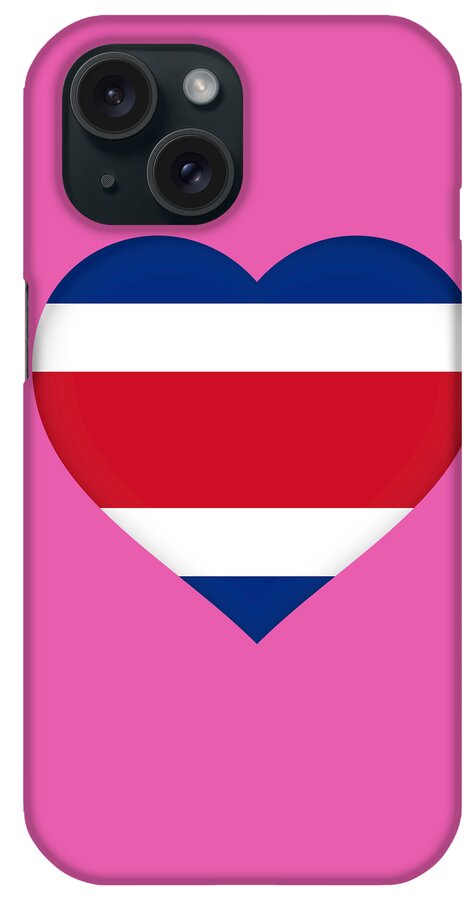 Costa Rica iPhone Case featuring the digital art Flag of Costa Rica Heart by Roy Pedersen