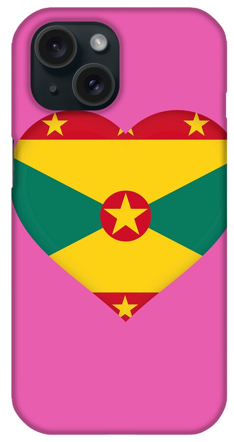 Grenada iPhone Case featuring the digital art Flag of Grenada Heart by Roy Pedersen