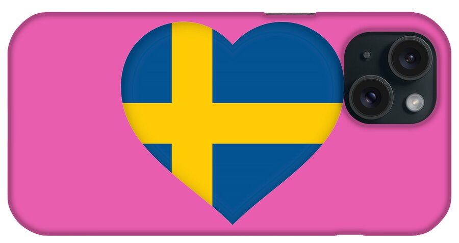 Swedish iPhone Case featuring the digital art Flag of Sweden Heart by Roy Pedersen