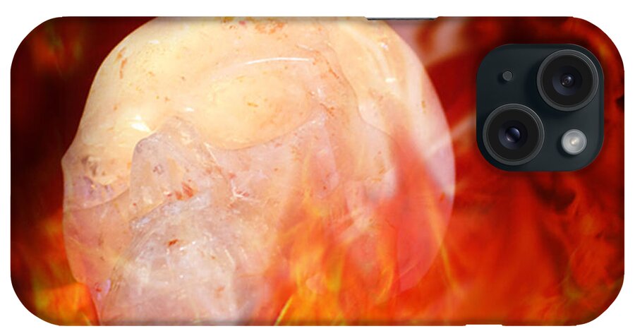 Idea iPhone Case featuring the photograph Flaming Crystal Skull by Terri Waters