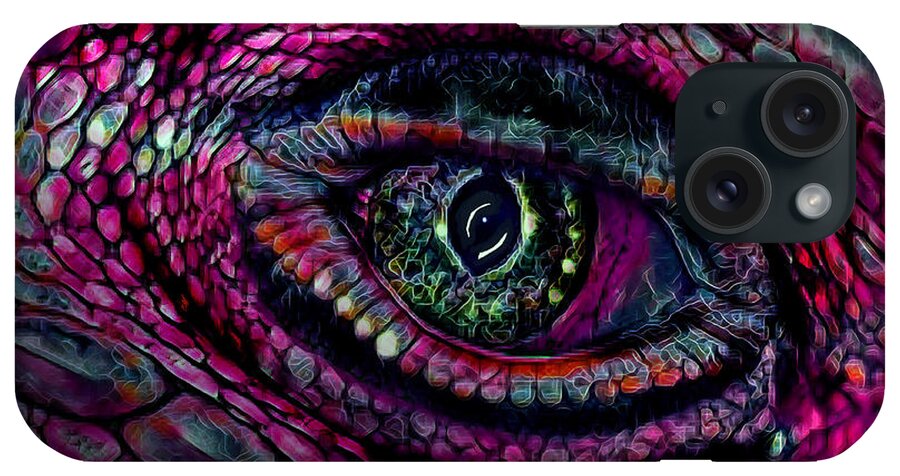 Digital Art iPhone Case featuring the digital art Flaming Dragons Eye by Artful Oasis