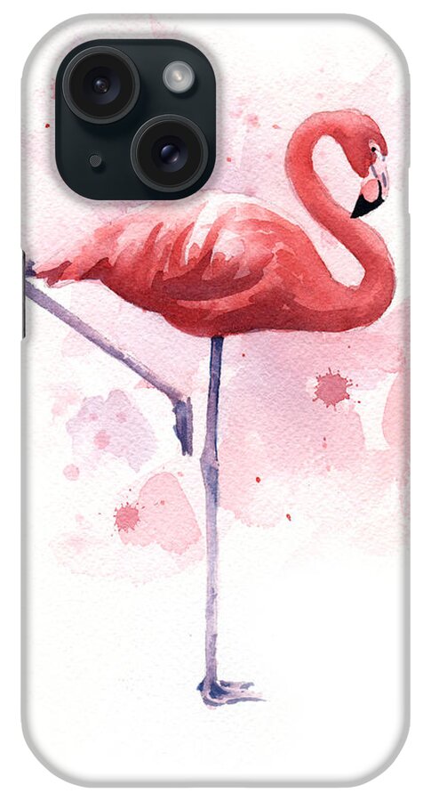 Flamingo iPhone Case featuring the painting Flamingo by David Rogers
