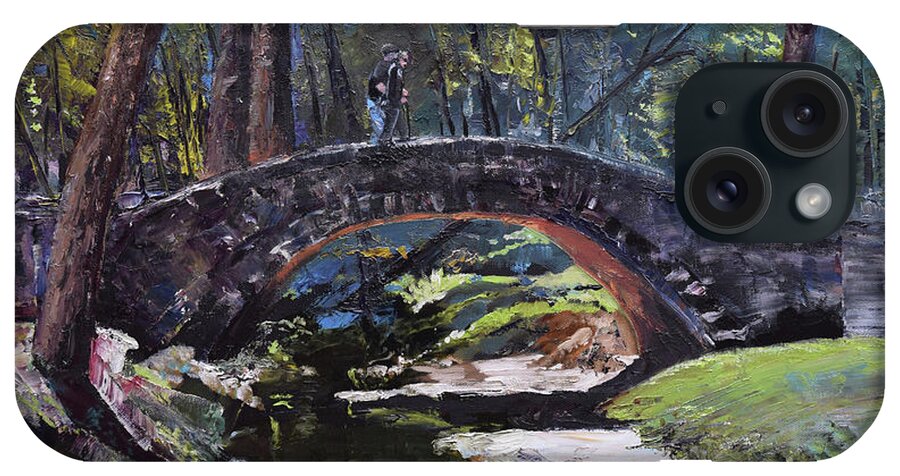 Flat Rock Park iPhone Case featuring the painting Flat Rock Park - Two Very Special People-Columbus GA by Jan Dappen