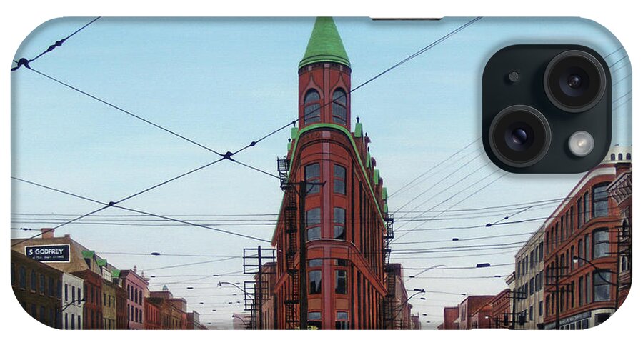 Streetscapes iPhone Case featuring the painting FlatIron Building 1955 by Kenneth M Kirsch