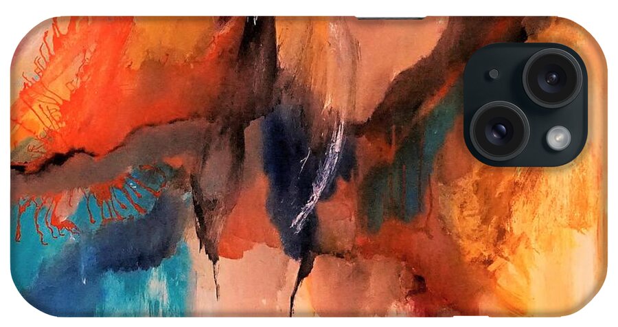 Flick iPhone Case featuring the digital art Flick Fling Slather Smear Blend Abstract Acrylic Painting By Lisa Kaiser by Lisa Kaiser
