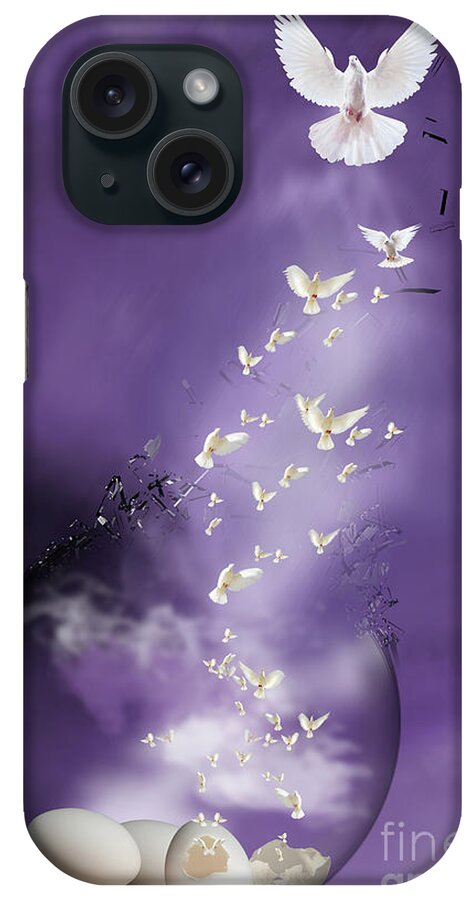 Doves iPhone Case featuring the mixed media Flight to Freedom by Jim Hatch