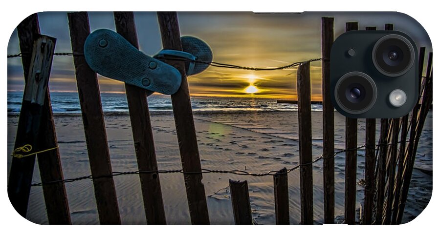 Filp Flops iPhone Case featuring the photograph Flip Flops On A Beach At Sun Rise by Sven Brogren