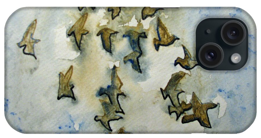 Birds iPhone Case featuring the painting Flocking Birds by Patricia Arroyo