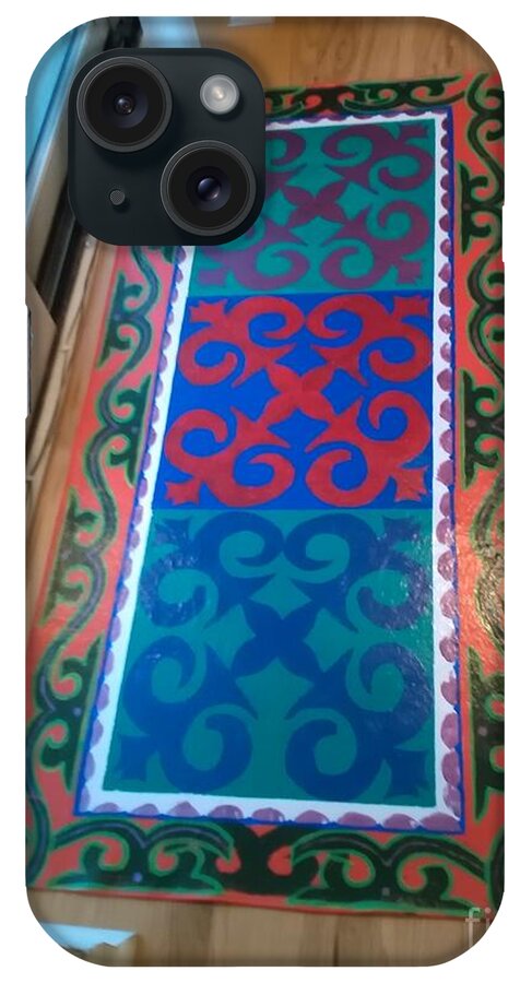 Decorative iPhone Case featuring the painting Floor Cloth Arabesque by Judith Espinoza