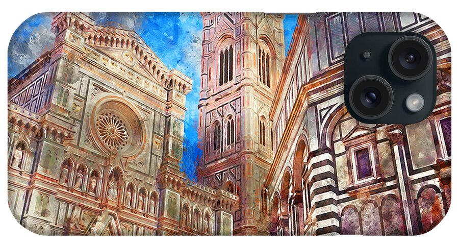 Florence Sunset iPhone Case featuring the painting Florence - 04 by AM FineArtPrints
