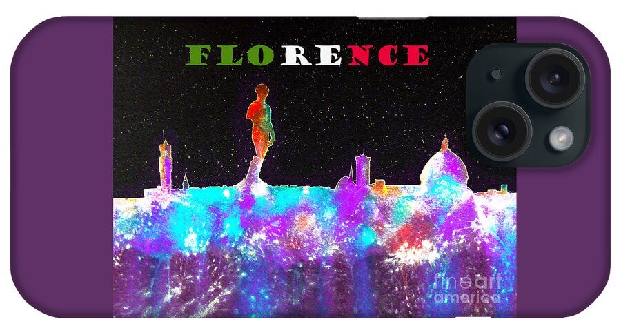 Skyline iPhone Case featuring the painting Florence Italy Skyline by Bill Holkham