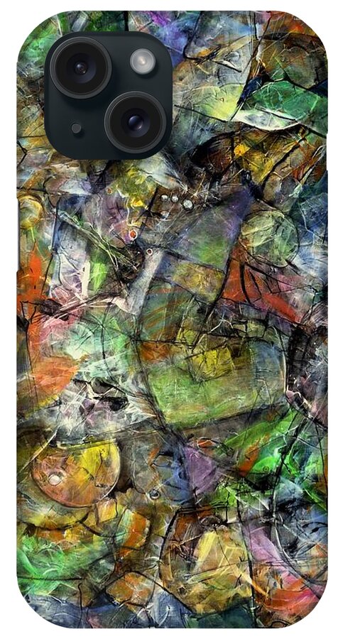 Abstract iPhone Case featuring the painting Flotsam by Jim Whalen