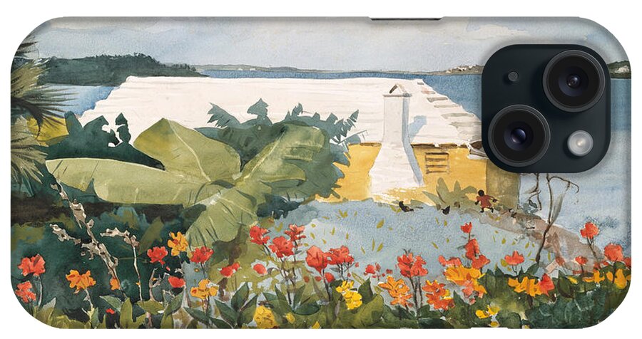 Flower Garden And Bungalow iPhone Case featuring the painting Flower Garden and Bungalow, Bermuda, 1899 by Winslow Homer