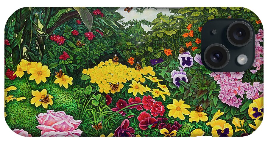 Flowers iPhone Case featuring the painting Flower Garden XII by Michael Frank