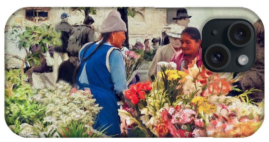 Julia Springer iPhone Case featuring the photograph Flower Market - Cuenca - Ecuador by Julia Springer