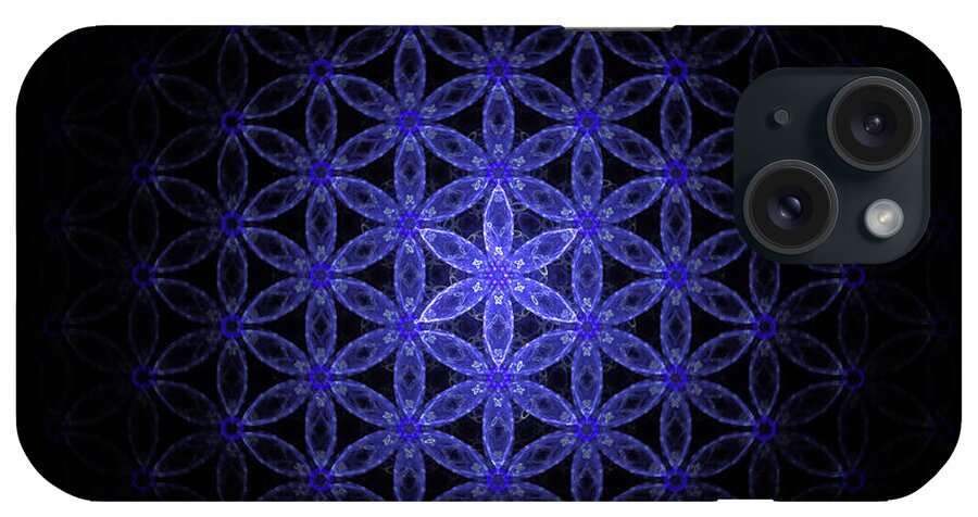 Flower Of Life iPhone Case featuring the digital art Flower of life in blue by Alexa Szlavics