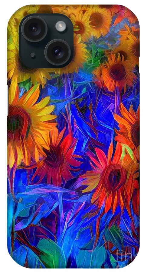 Sunflower iPhone Case featuring the mixed media Flower Patch by Douglas Sacha