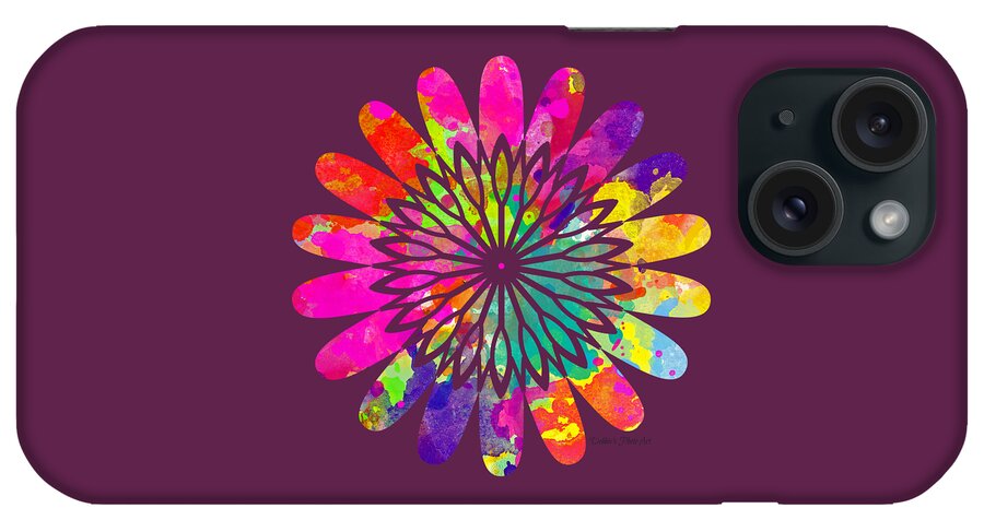 Flower iPhone Case featuring the digital art Flower Power 3 - TEE SHIRT DESIGN by Debbie Portwood
