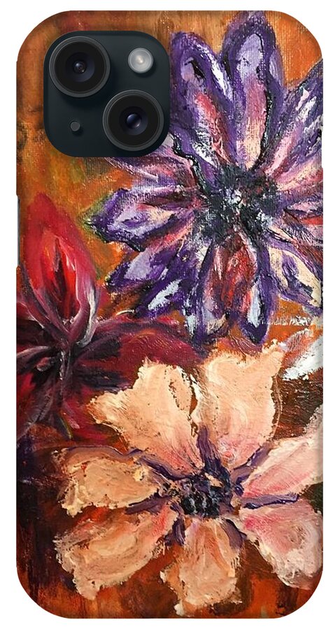 Orange Purple White Red Flowers Daisy iPhone Case featuring the painting Flowers in the Spring by Lucille Valentino