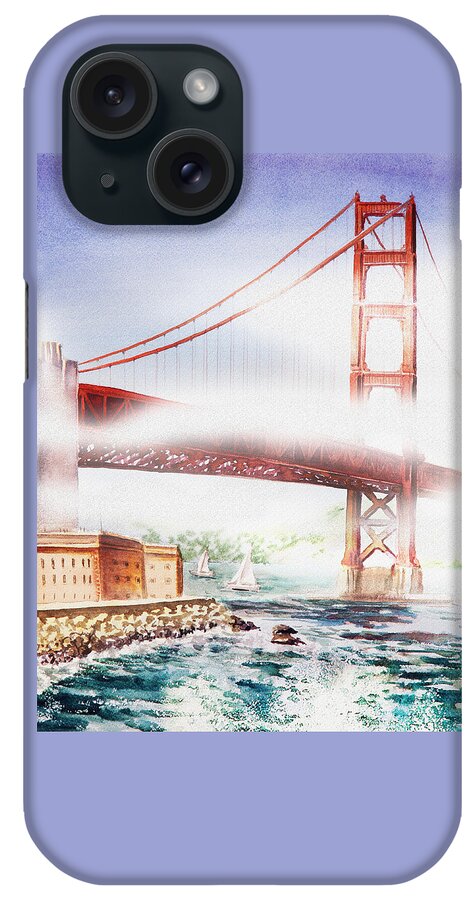 Golden Gate iPhone Case featuring the painting Fog At Golden Gate Of San Francisco by Irina Sztukowski