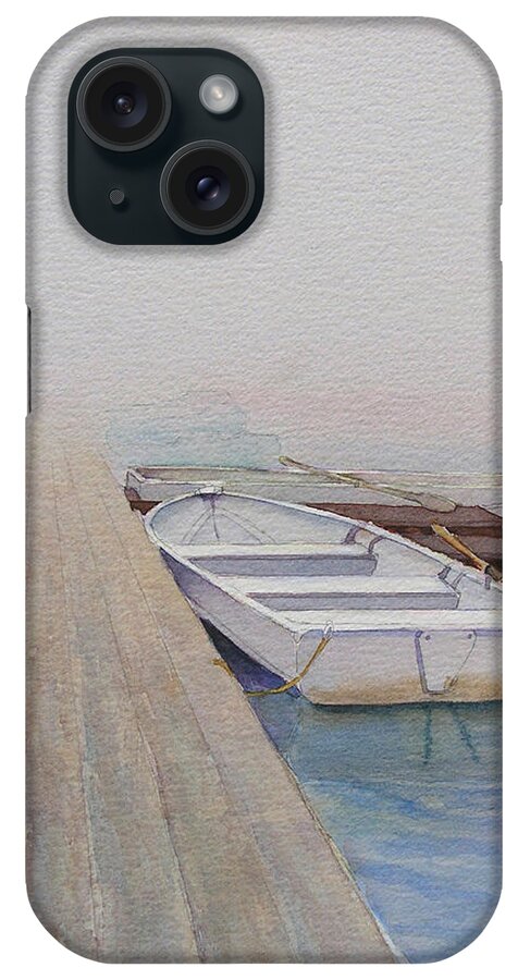 Boat iPhone Case featuring the painting Foggy Morn by Judy Mercer